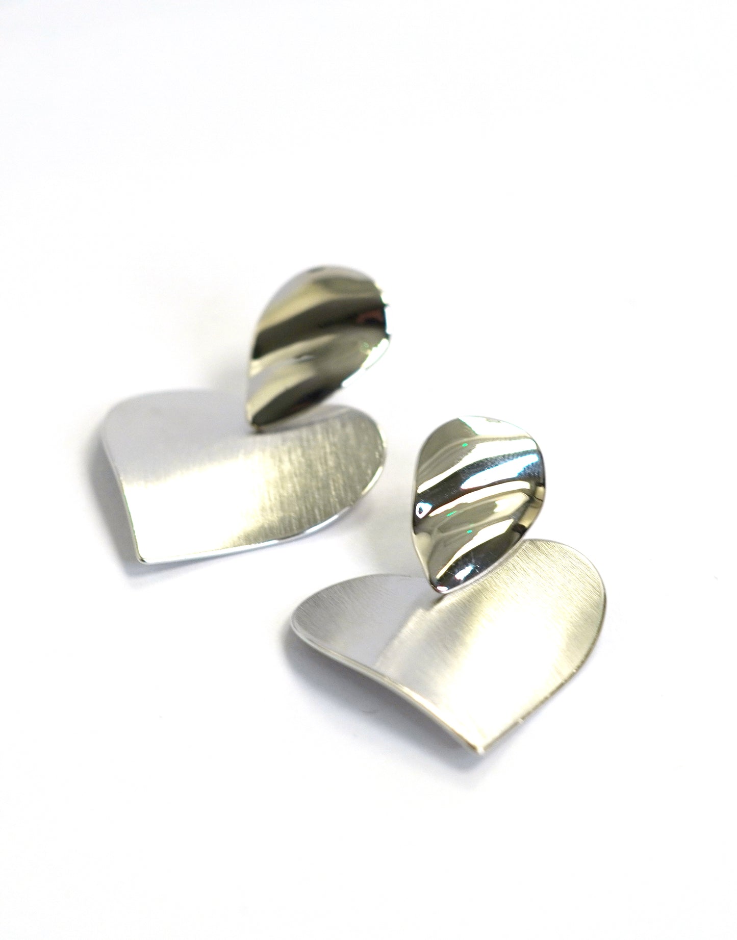 Dented Heart Black and Silver Drop Earrings