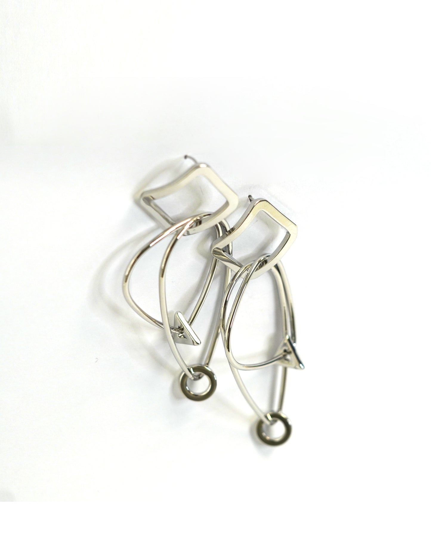 Loop Multi Shapes Silver Drop Earrings