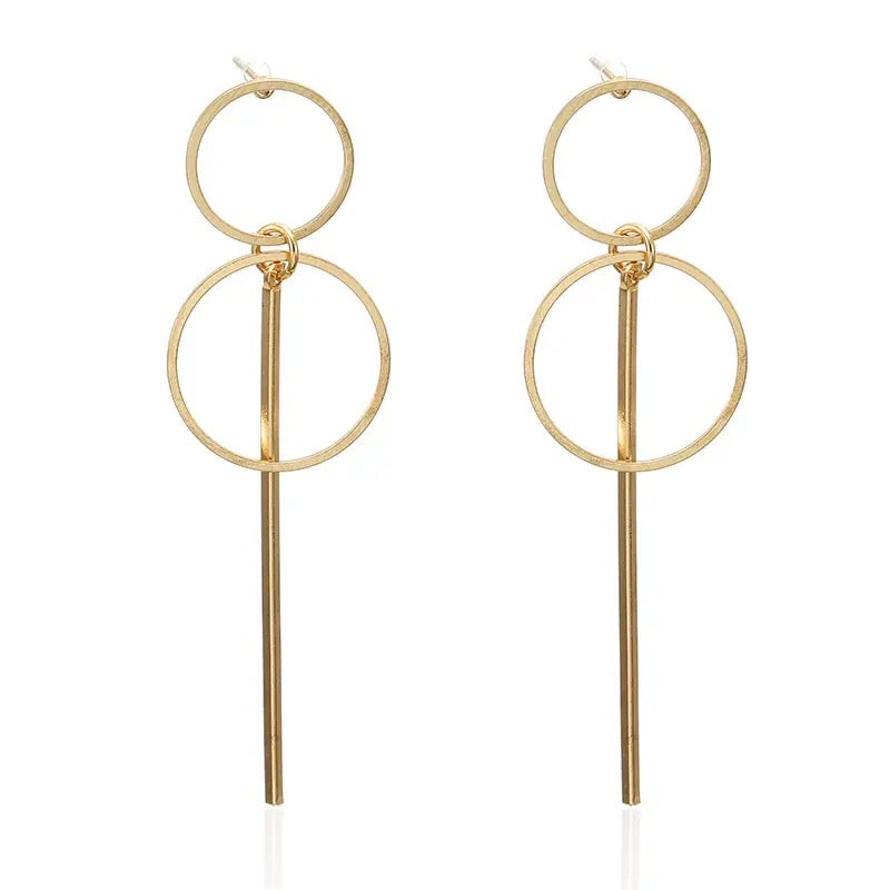 Gold Multi Rings Drop Earrings