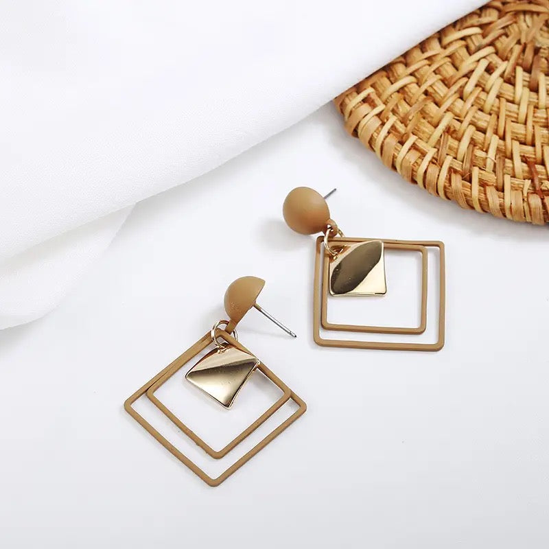 Metal shapes drop earrings