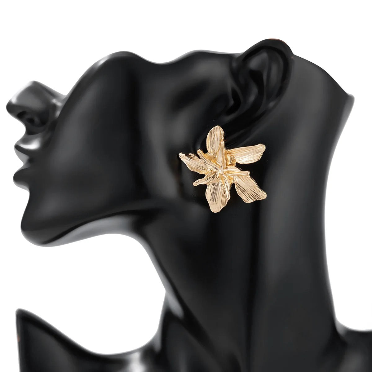 Gold Multi Leaves Floral Stud Earrings