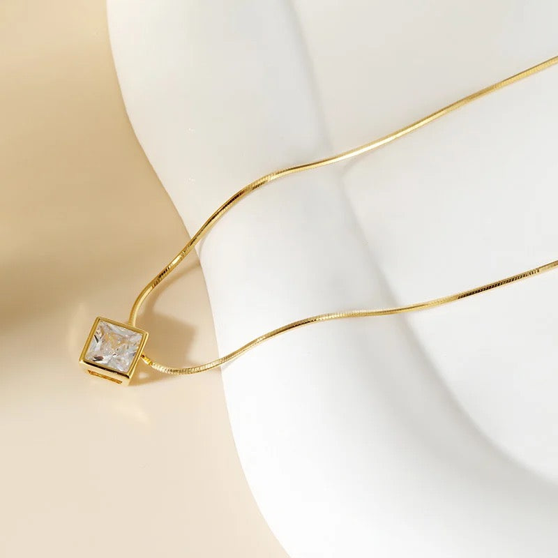Cubic Dice Crystal Pendant Necklace