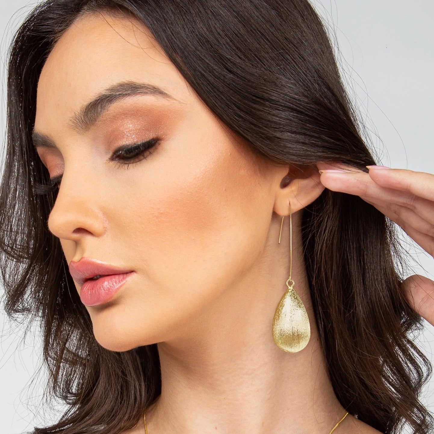 Big Oval Gold Plated Drop Earrings