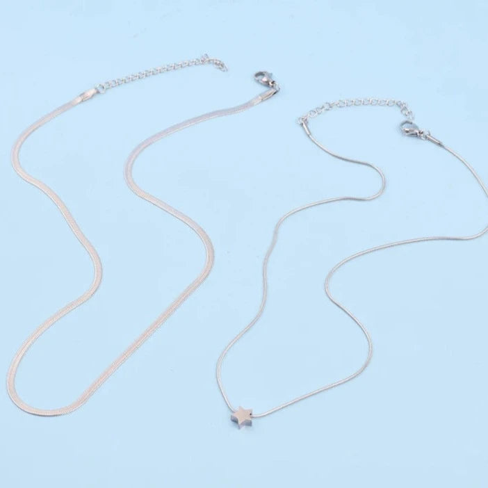 Sterling Silver Delight Star Pendant Long Necklace