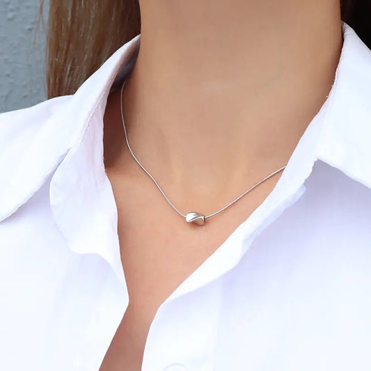 Silver Bean Pendant Necklace