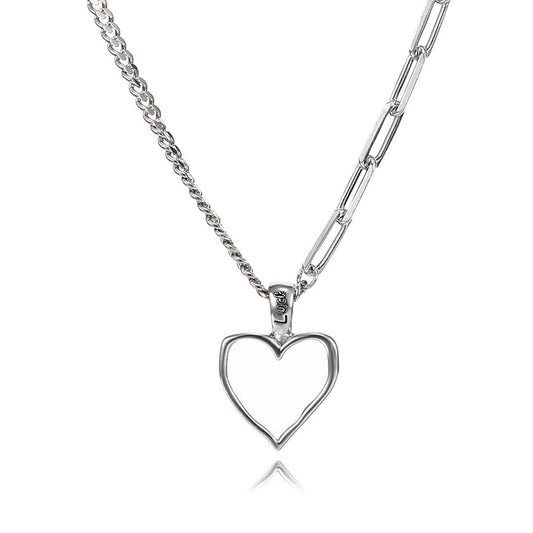 Open Heart Pendant Linked Chain Necklace