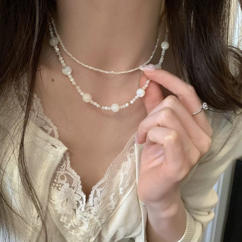 Asymmetrical Creamy Pearl Princess Necklace