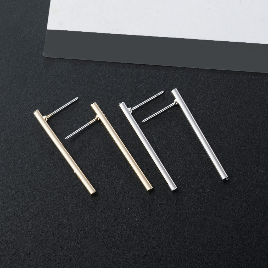 Long Stick Silver Drop Earrings