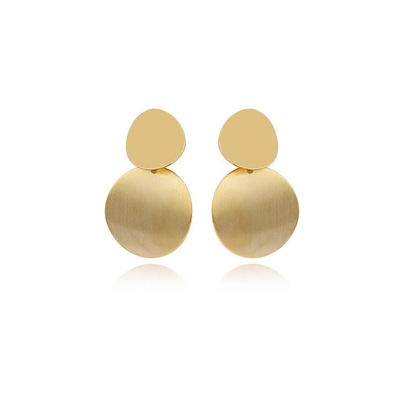 Solid Double Disc Drop Earrings