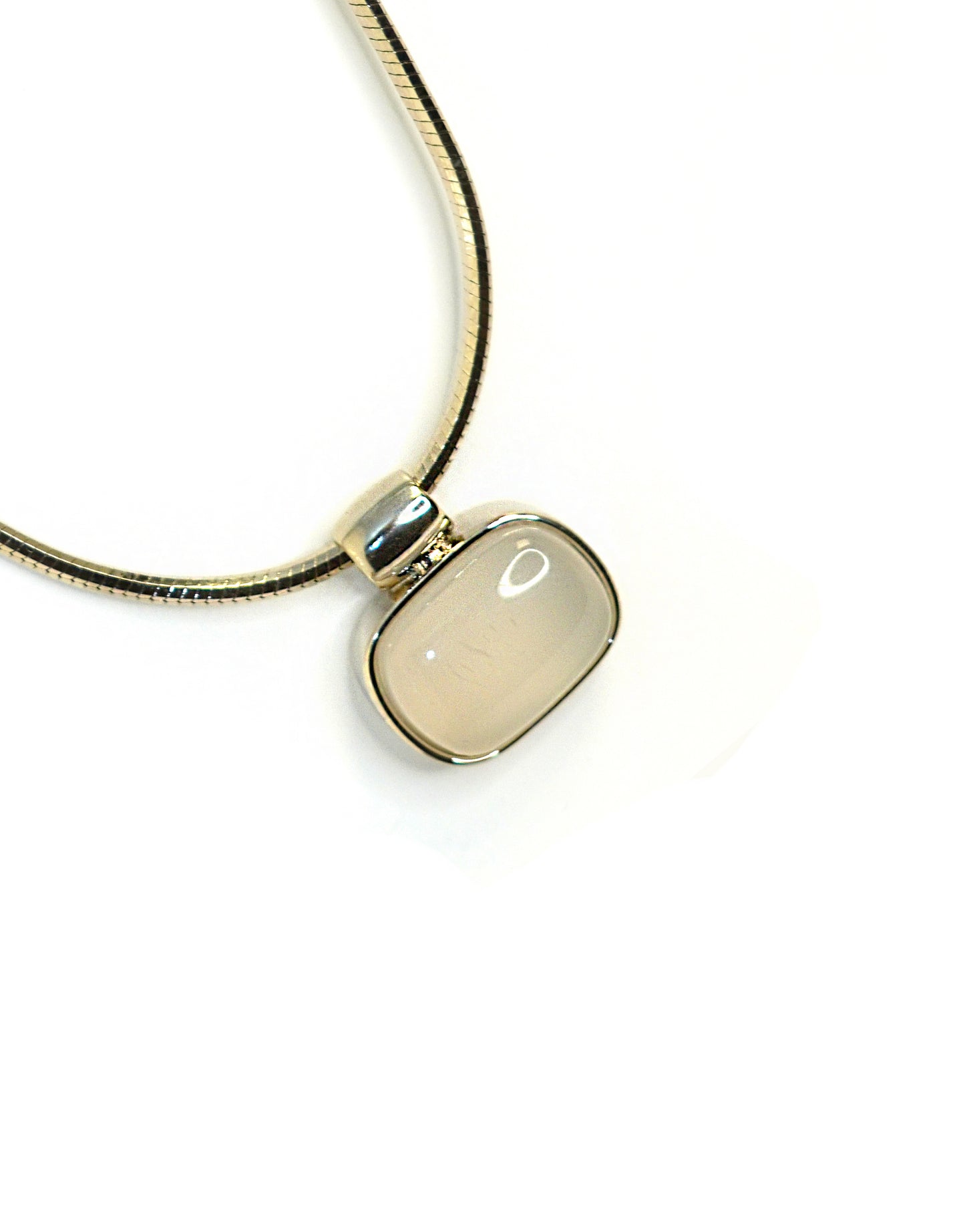White Stone Pendant Silver Pendant necklace