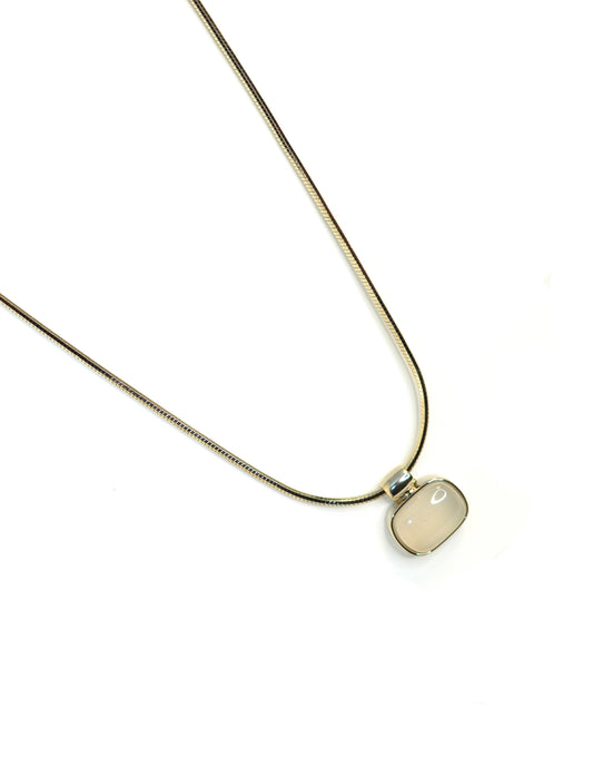 White Stone Pendant Silver Pendant necklace