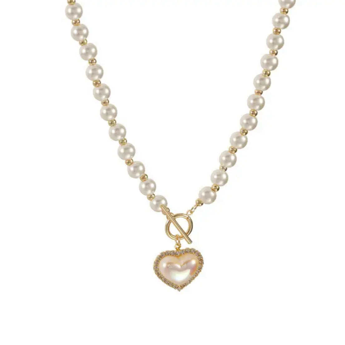 White Love Pearl Beaded Pendant Necklace