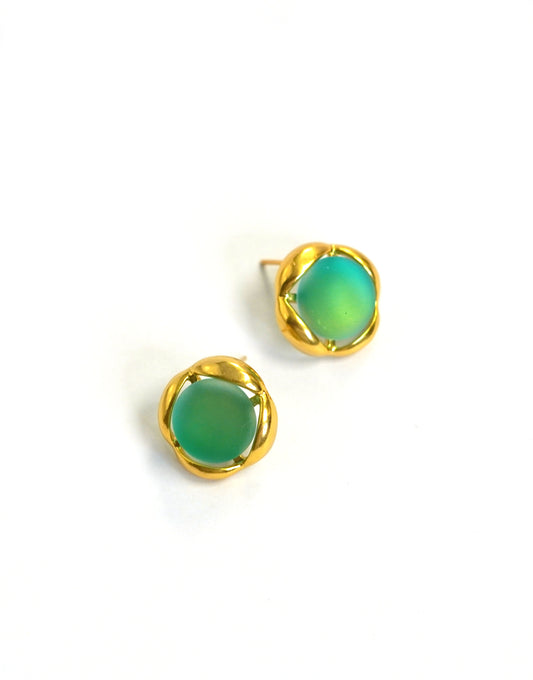 Blue Emerald Gold Studs