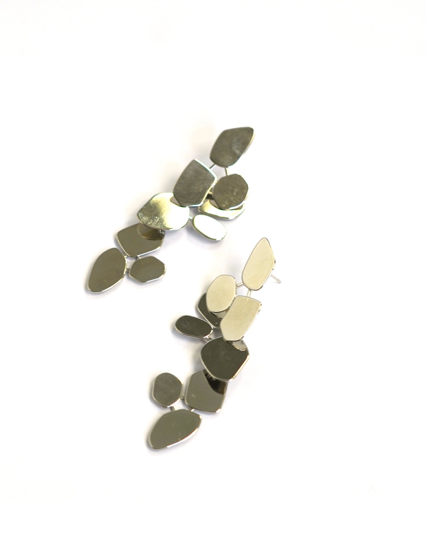 Silver Hanging Leaves Drop Earrings