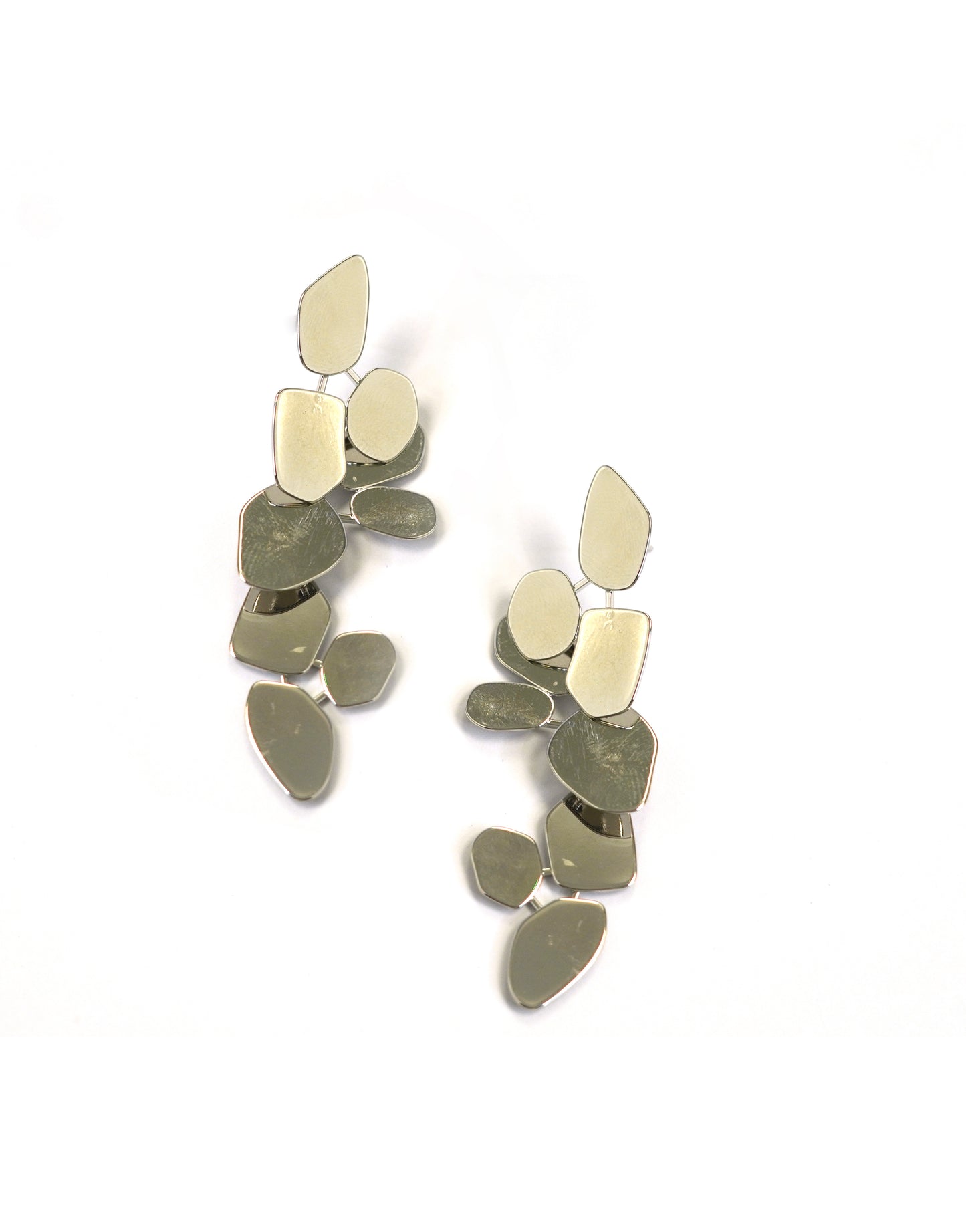 Silver Hanging Leaves Drop Earrings