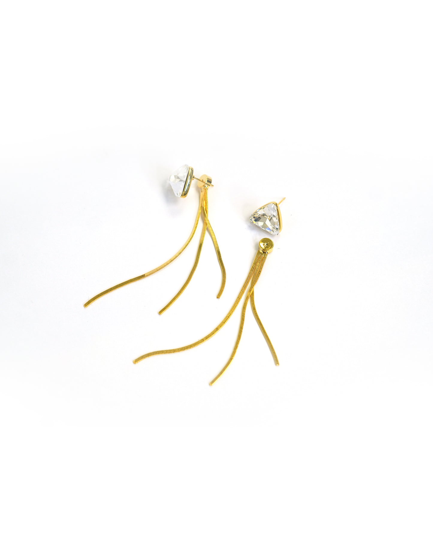 Snake String Diamante Long Drop Earrings