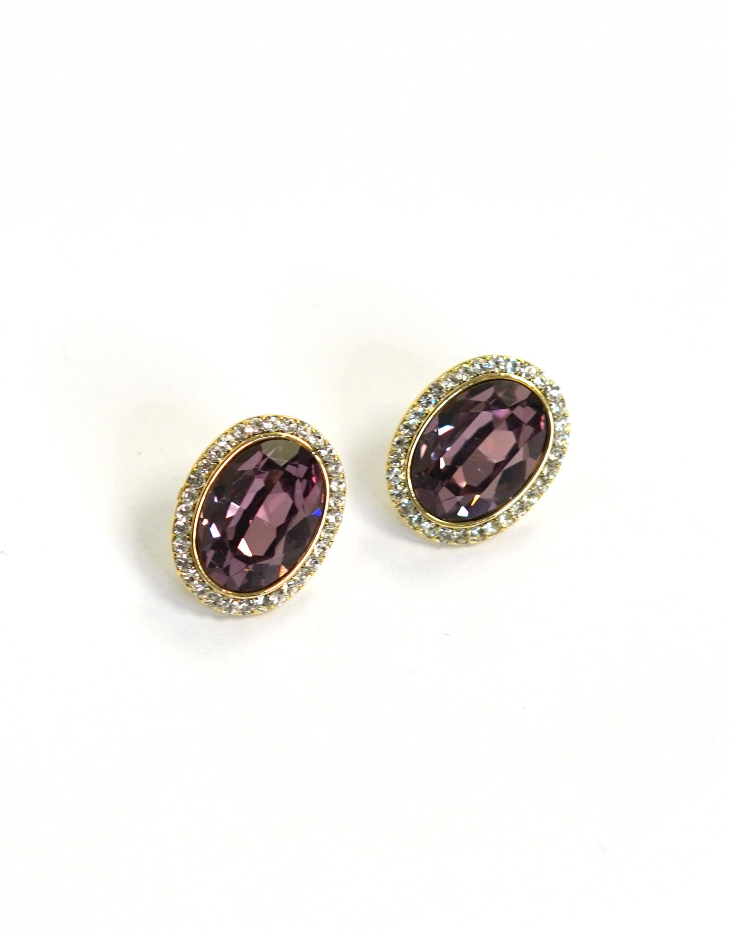 Vintage Purple Zircon Embedded Stud Earrings