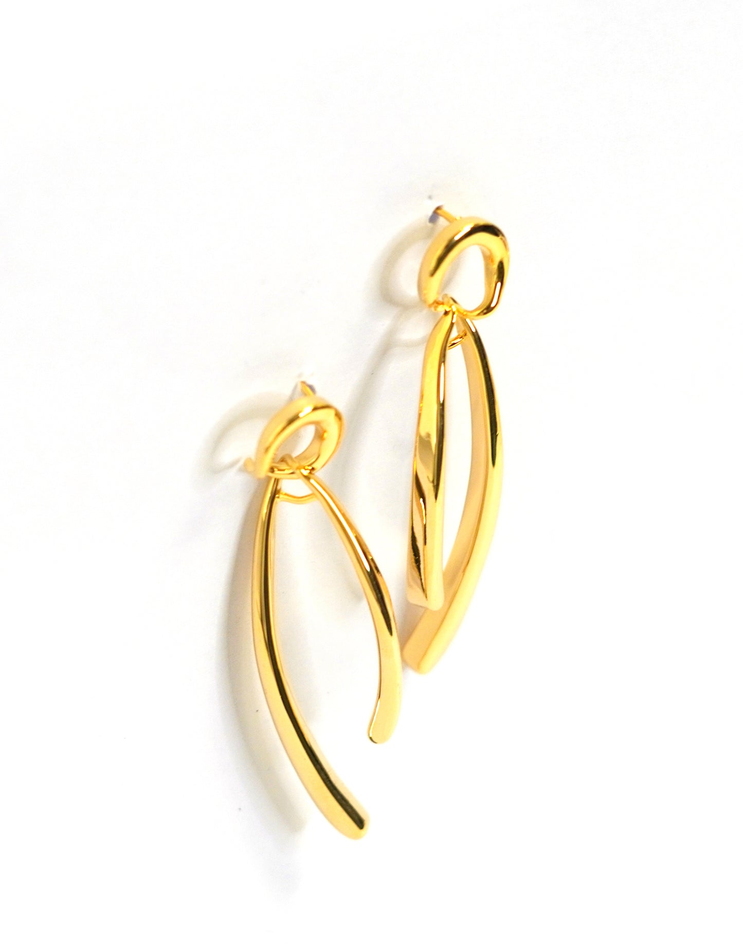 Fish Tail Gold and Silver Drop Earrings