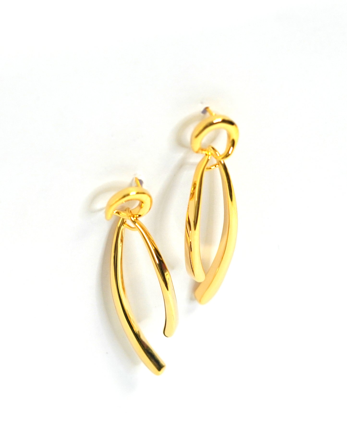 Fish Tail Gold and Silver Drop Earrings