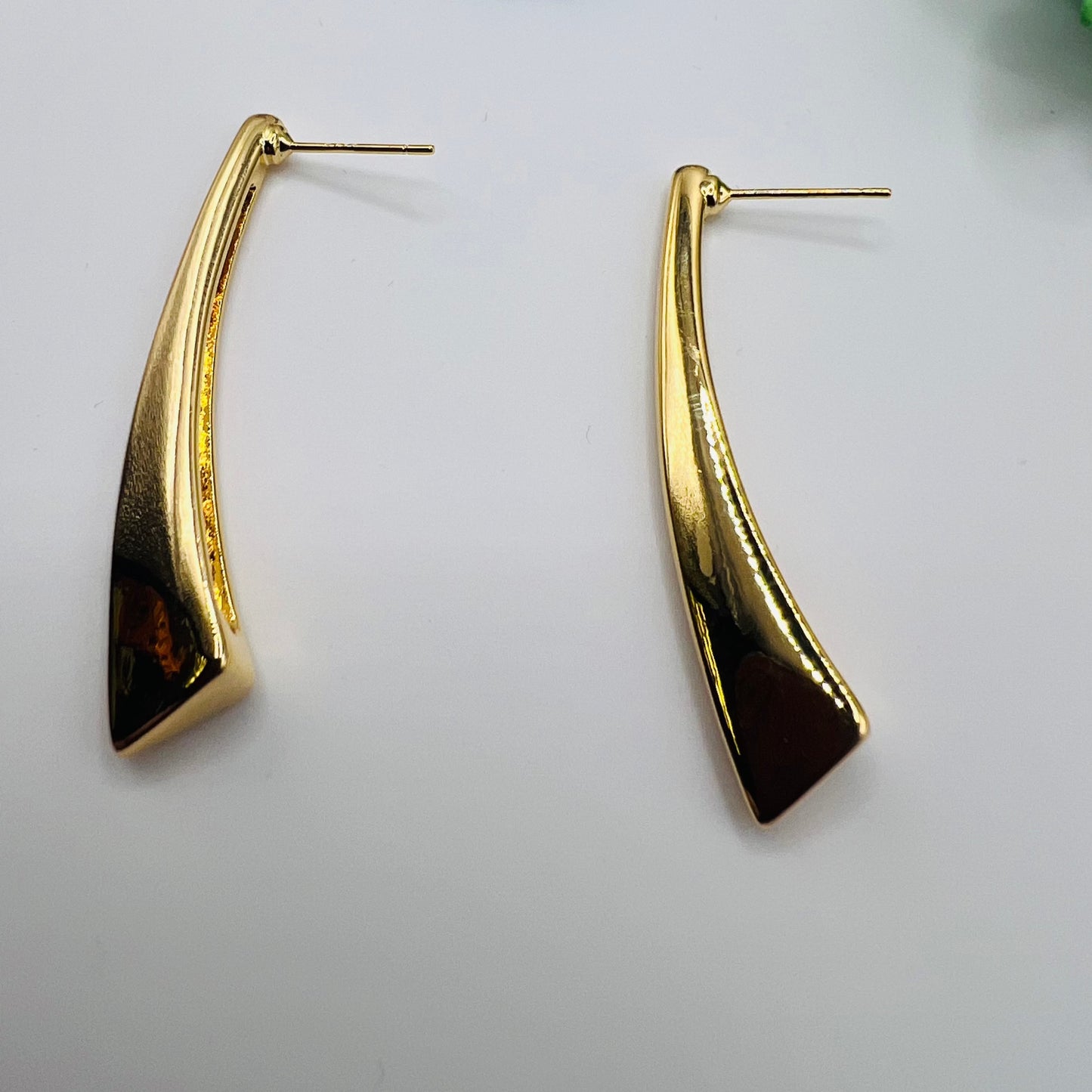 Curvi Silver and Gold Hook Drop Earrings