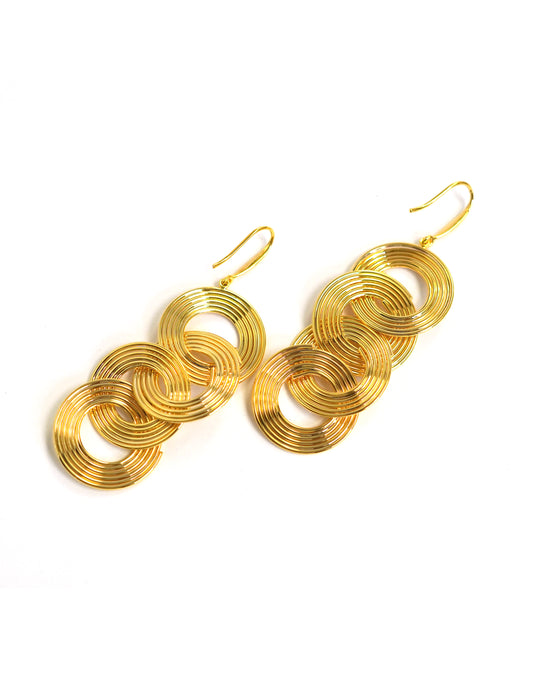 Spiral Loop Gold Drop Earrings