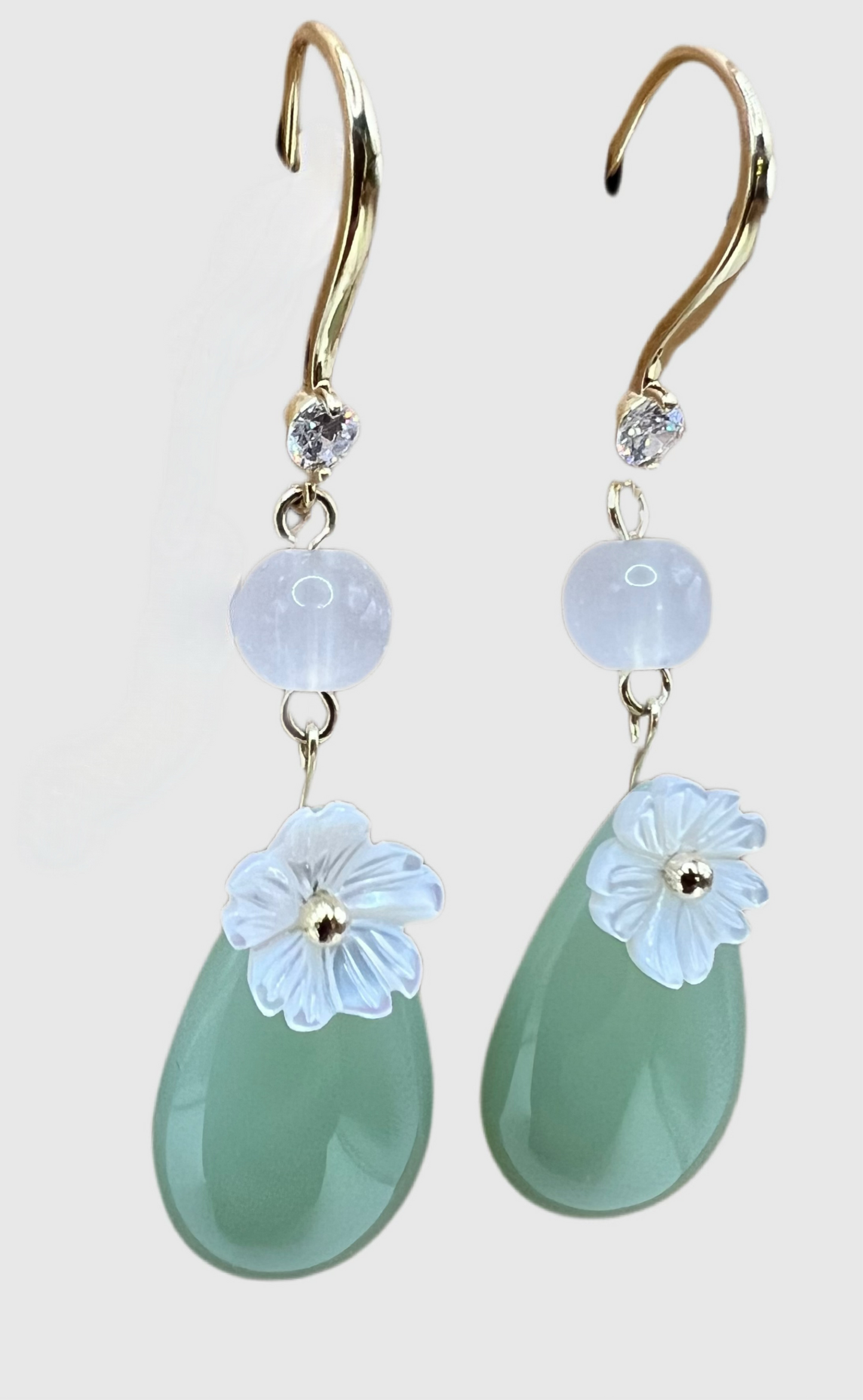 Hanging Green Flora Drop Earrings