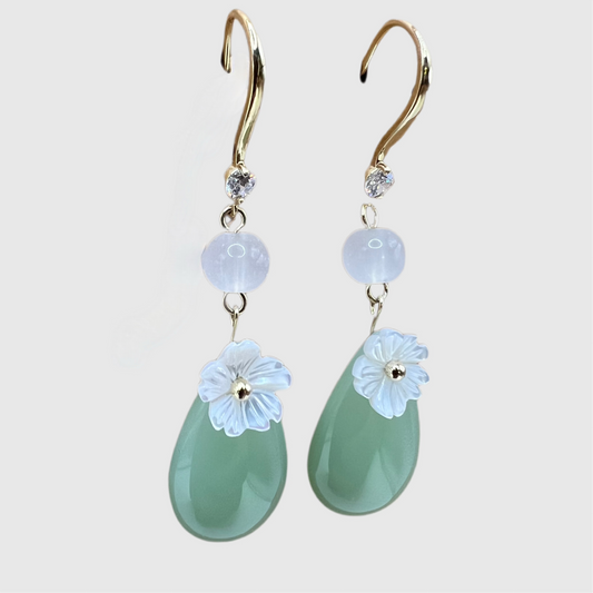 Hanging Green Flora Drop Earrings