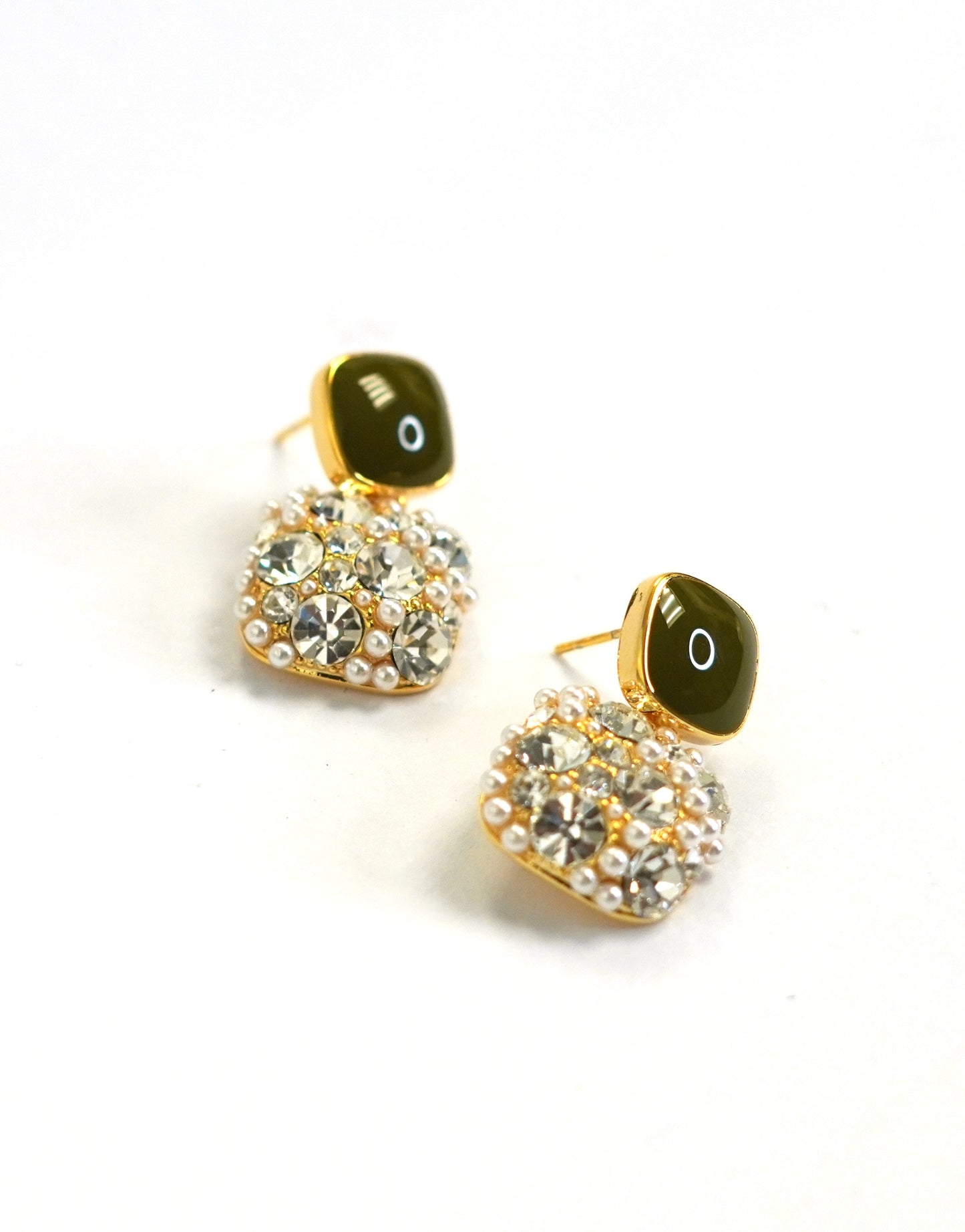 Mini Pearls and Diamante Drop Earrings