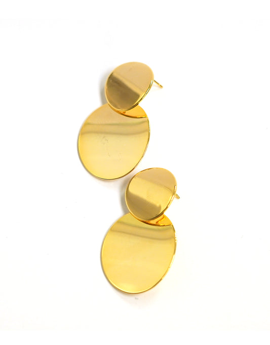 Solid Double Disc Drop Earrings