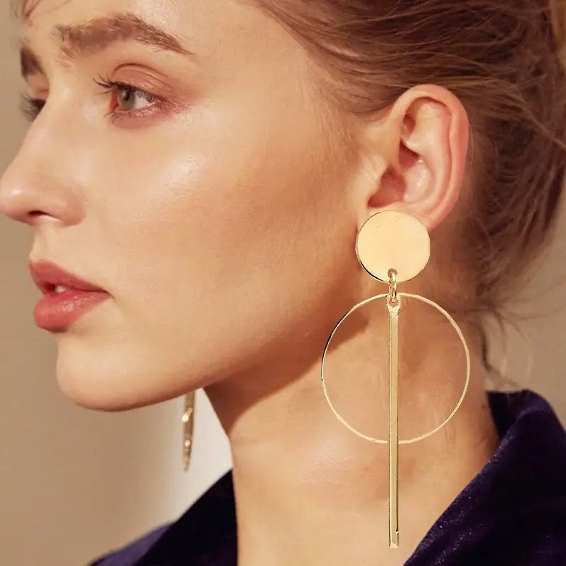 Gold Multi Rounds Drop Earrings