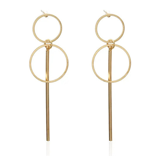 Gold Multi Rings Drop Earrings