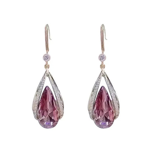 Pink Stone Zirconia Drop Earrings