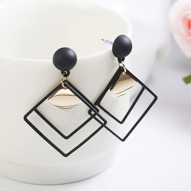 Metal shapes drop earrings