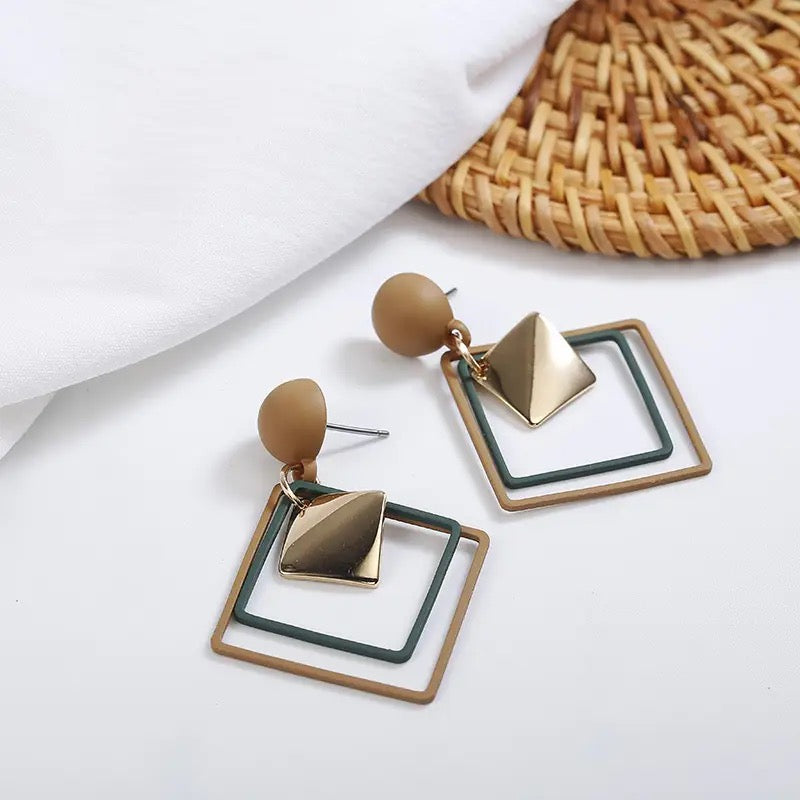 Metal shapes drop earrings