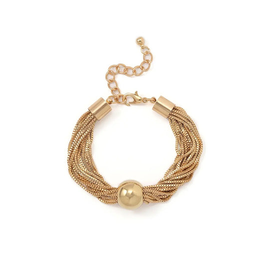 Multi layered ball pendant gold choker necklace