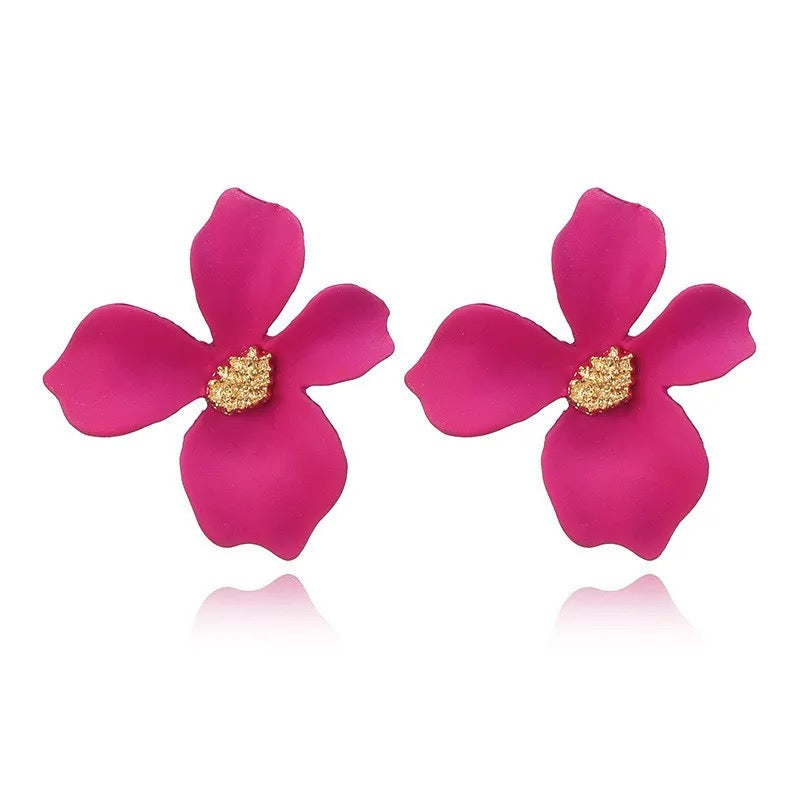 Pink Four Leaves Floral Stud Earrings