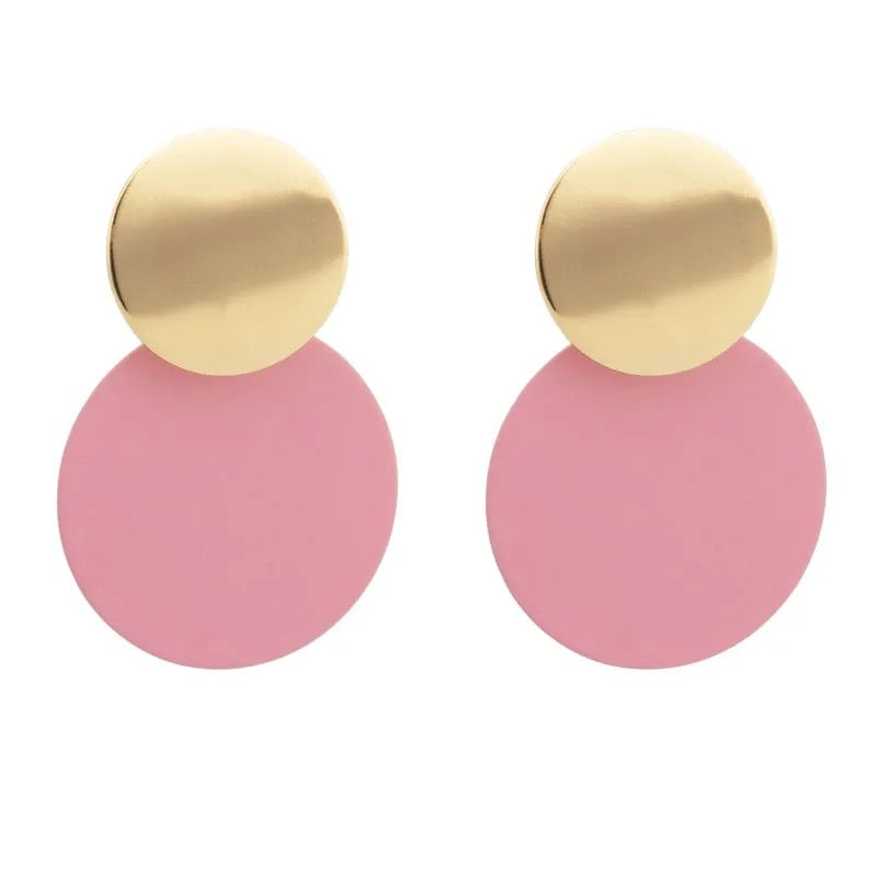 Pink Curvy Plated Gold Drop Earrings