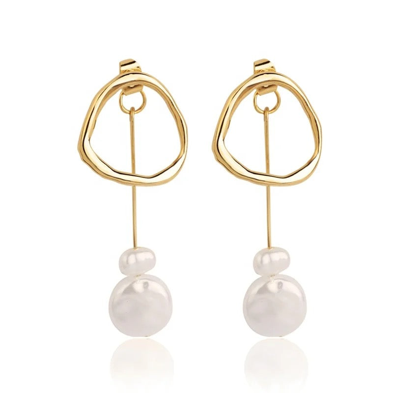 White Pearls Multi Shape Drop Earrings