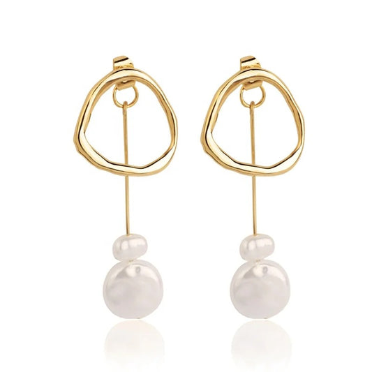 White Pearls Multi Shape Drop Earrings