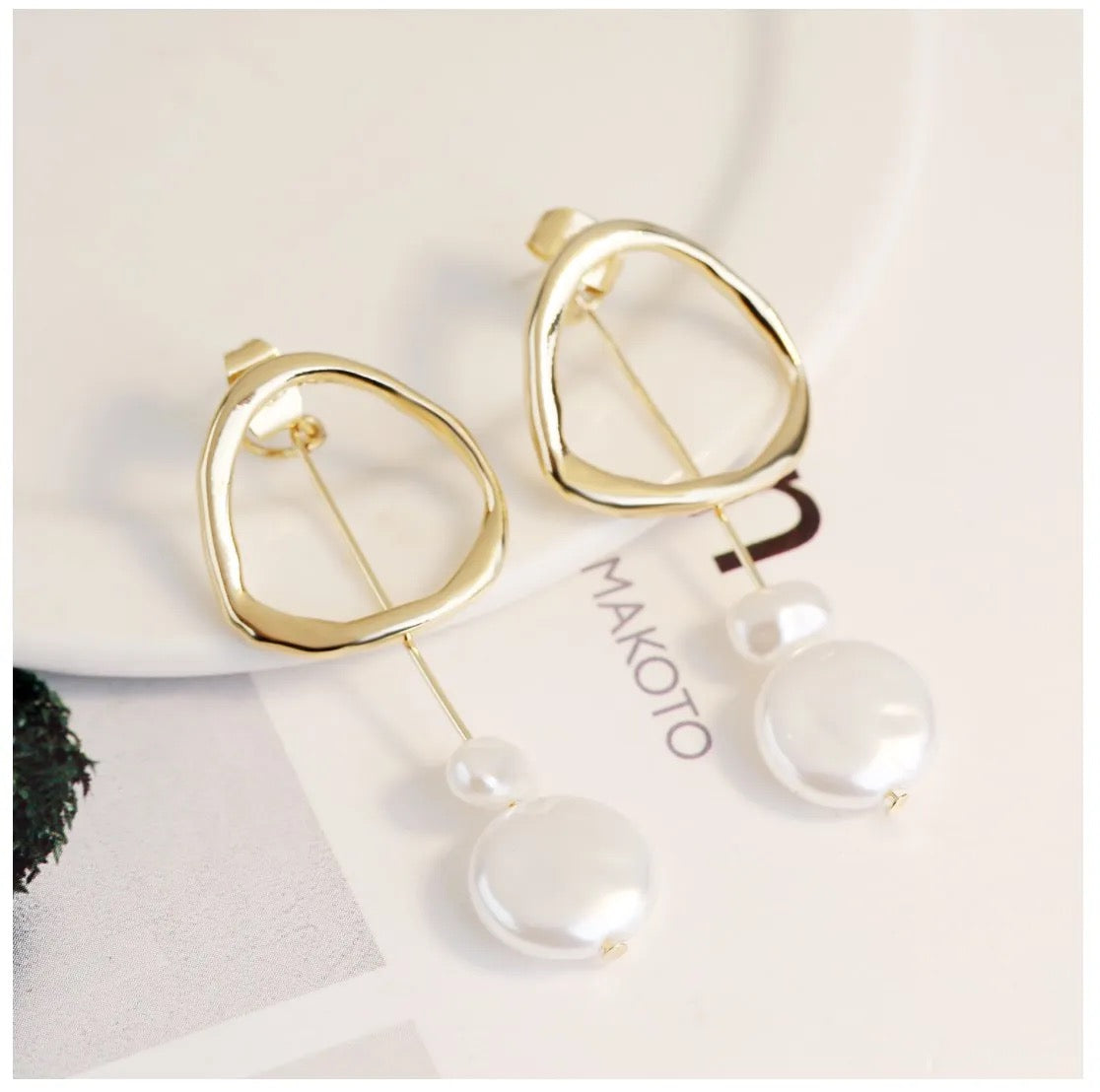 White Pearls Multi Shape Drop Earrings