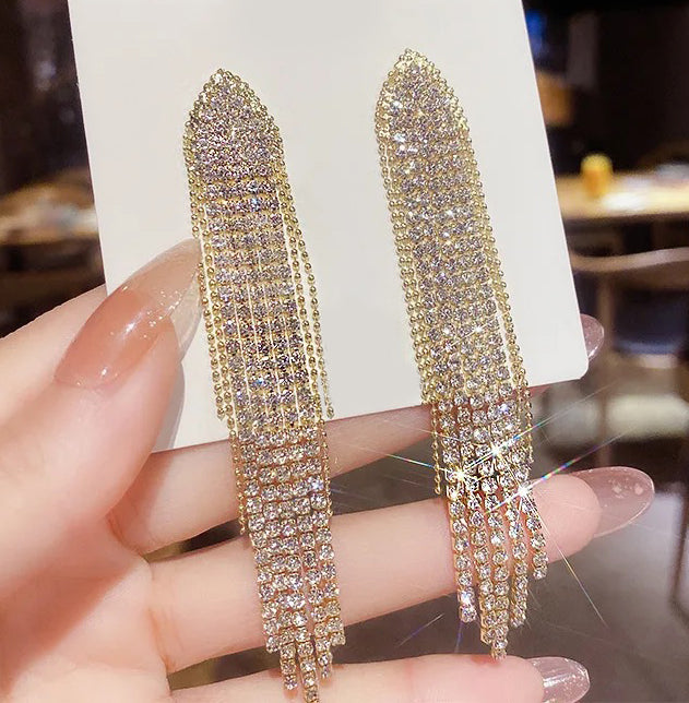 Classic Shiny Crystal Drop Earrings