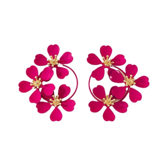 Vintage PinkThree Fllower Drop Earring