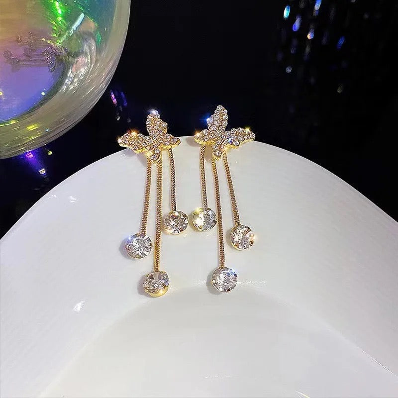 Full Tessel Butterfly Shiny Drop Earring