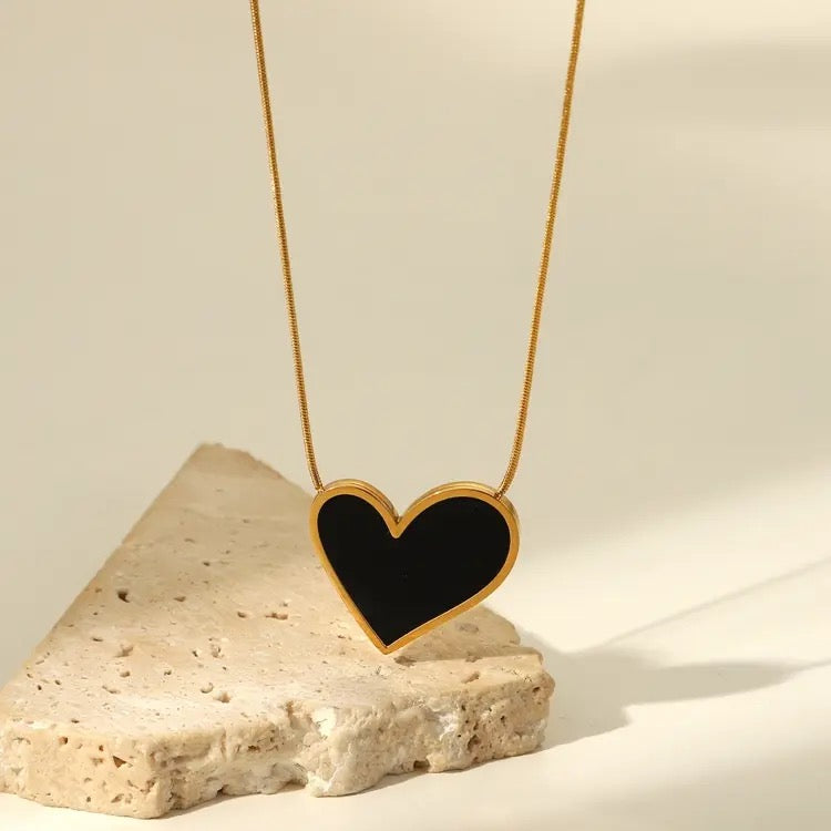 Black Love Pendant Gold Necklace