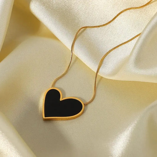 Black Love Pendant Gold Necklace