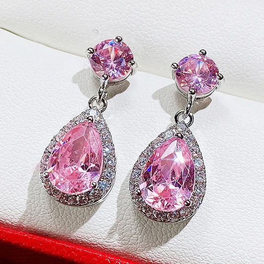 Halo Light Pink Bridal Diamente Drops