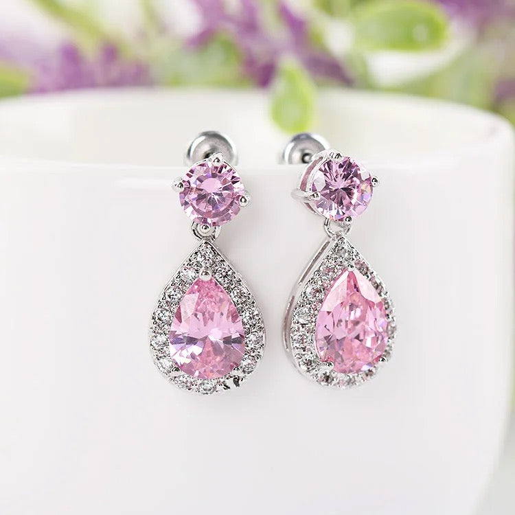 Halo Light Pink Bridal Diamente Drops