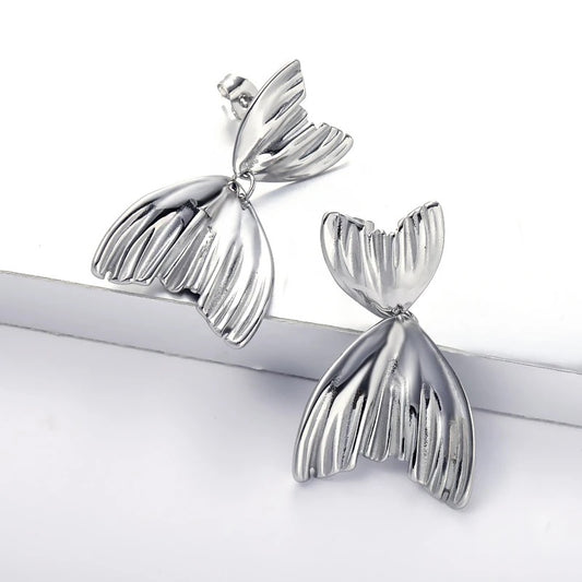 Silver Fish Tail Drop Earrings