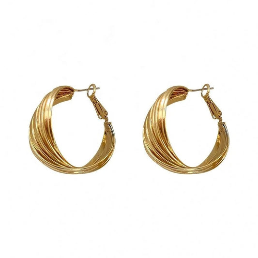 Gold Spiral Huggie Earrings