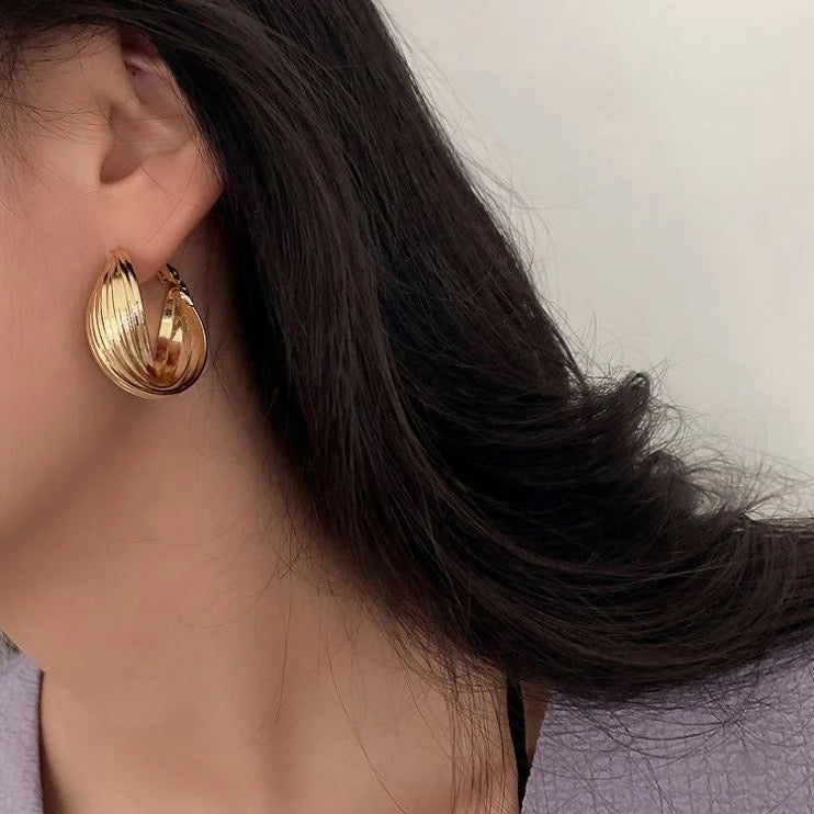 Gold Spiral Huggie Earrings